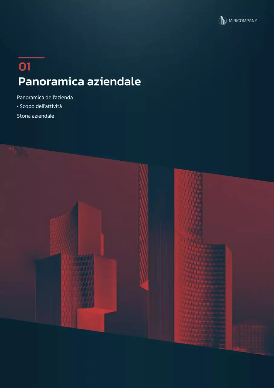 Concetto grafico di business plan in blu navy e rosso