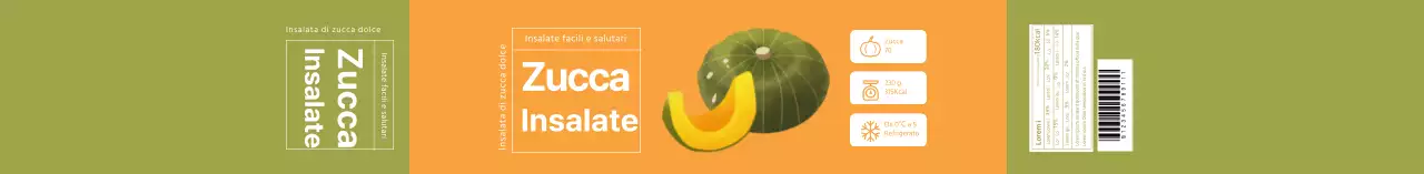 Etichetta dell'insalata di zucca gialla illustrata