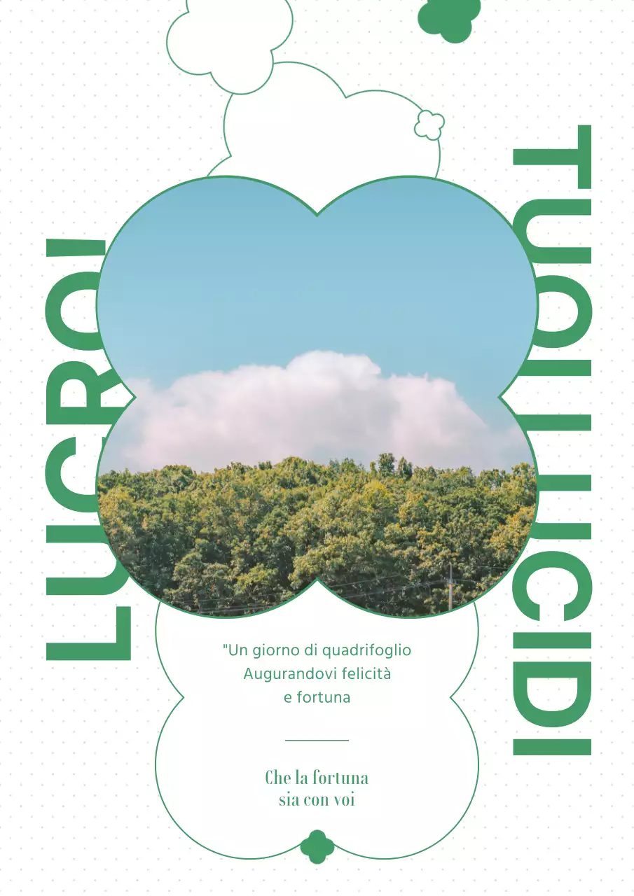 Semplice cornice per foto in verde con motivo a quadrifoglio