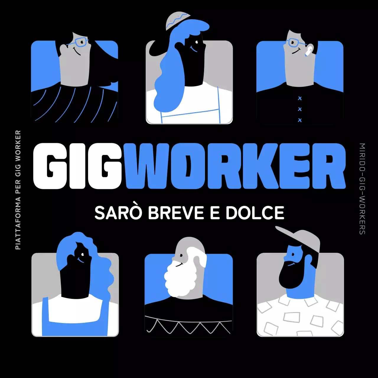 Illustrazione di persone blu e nere Introduzione ai lavoratori in nero