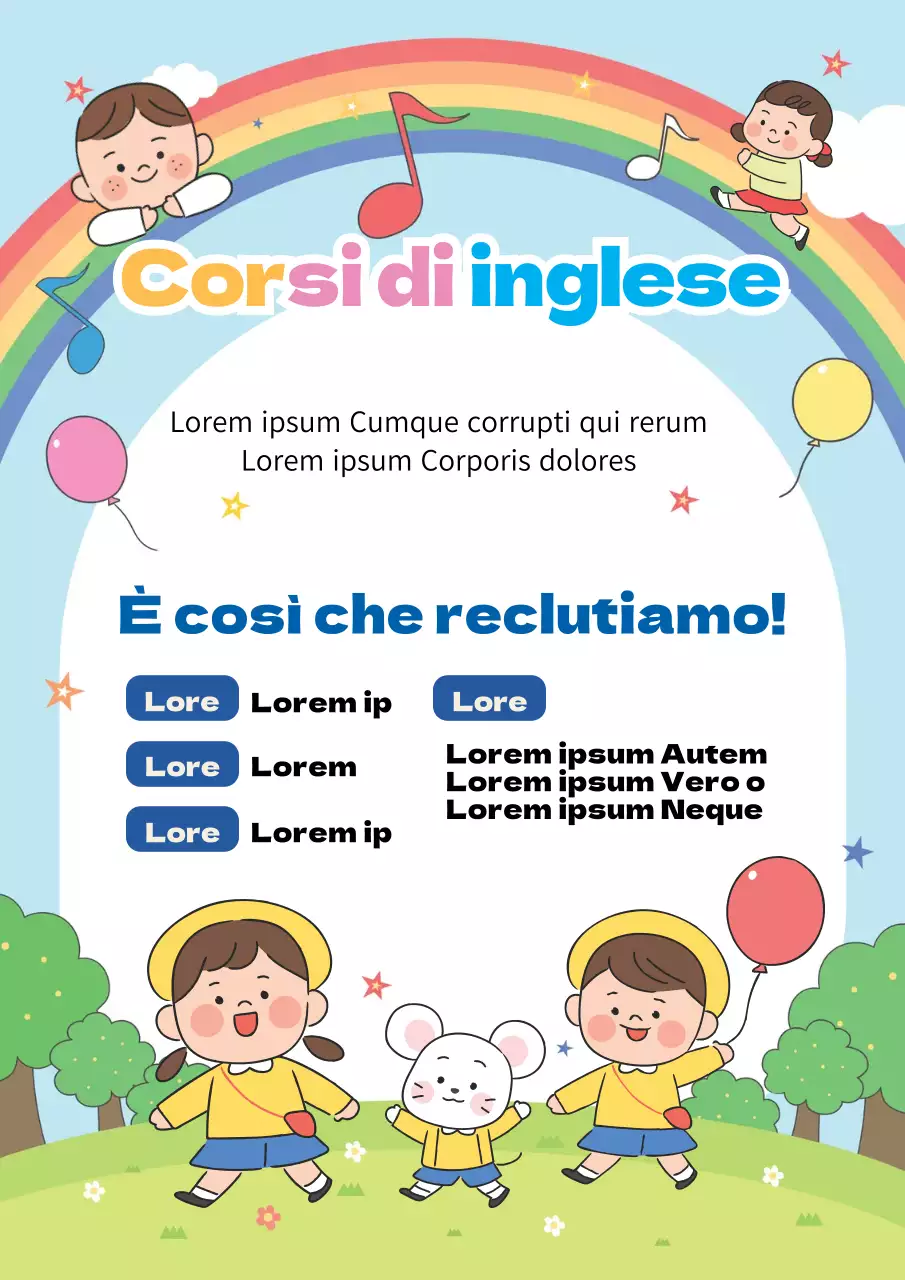 Illustrazione blu chiaro bambini carini inglese classe promozione scuola