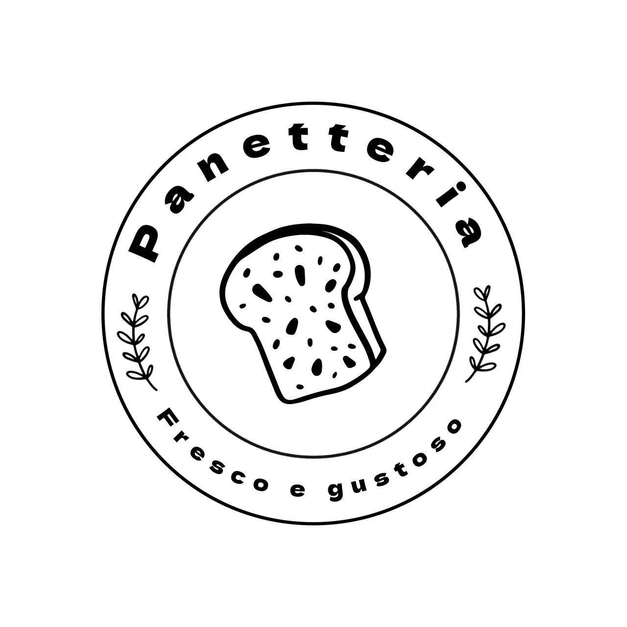 Sottobicchiere nero per panetteria con illustrazione del pane carino