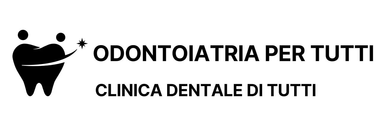 Promozione dentale con logo nero a forma di dente