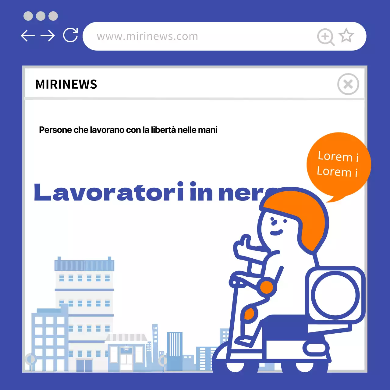 blu arancione illustrazione carina geekworker cardnews