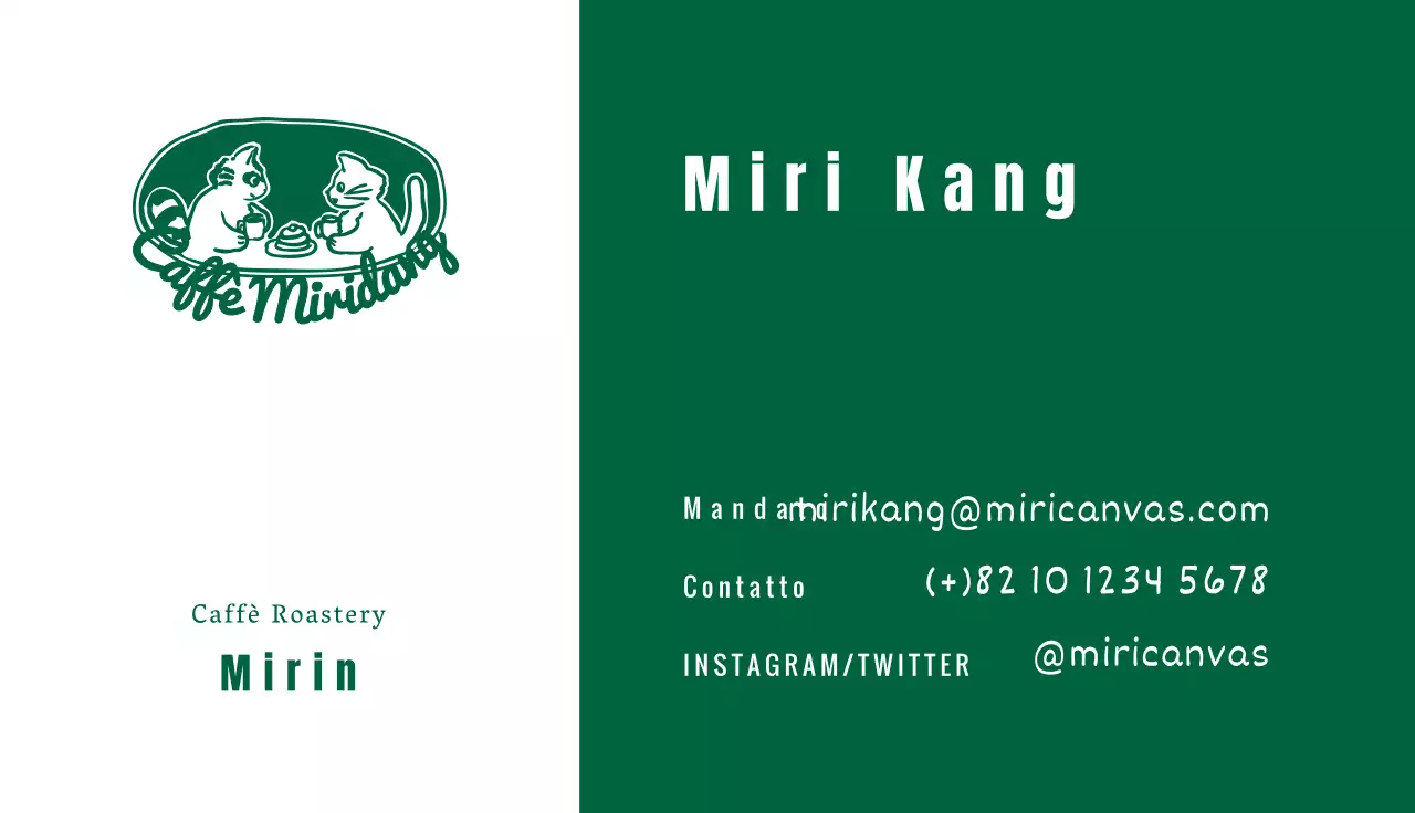 Un caffè con calligrafia verde e simpatiche illustrazioni