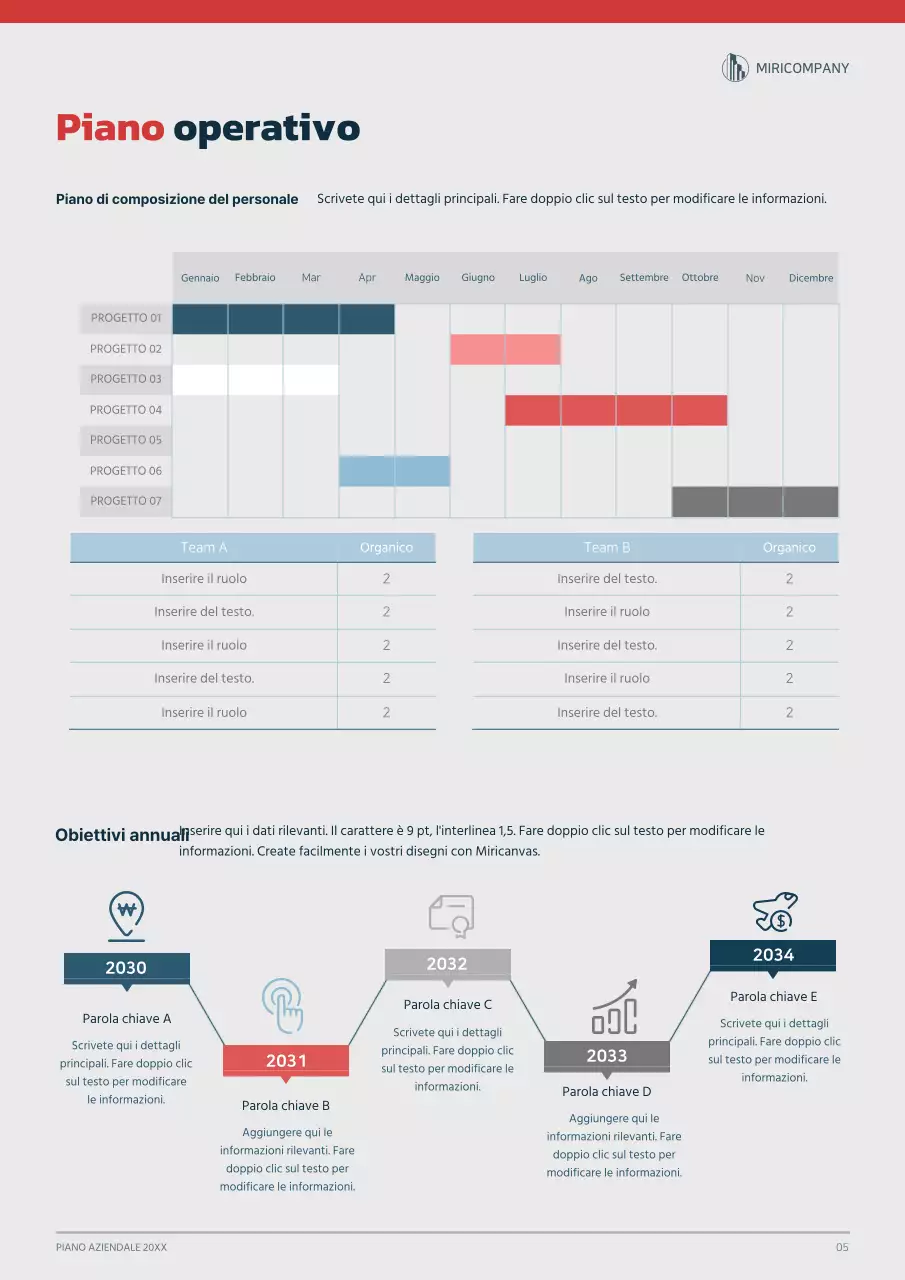 Concetto grafico di business plan in blu navy e rosso