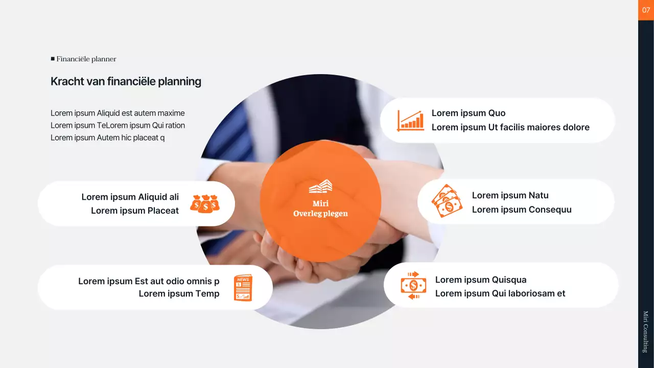 Financieel advies in oranje en grijs