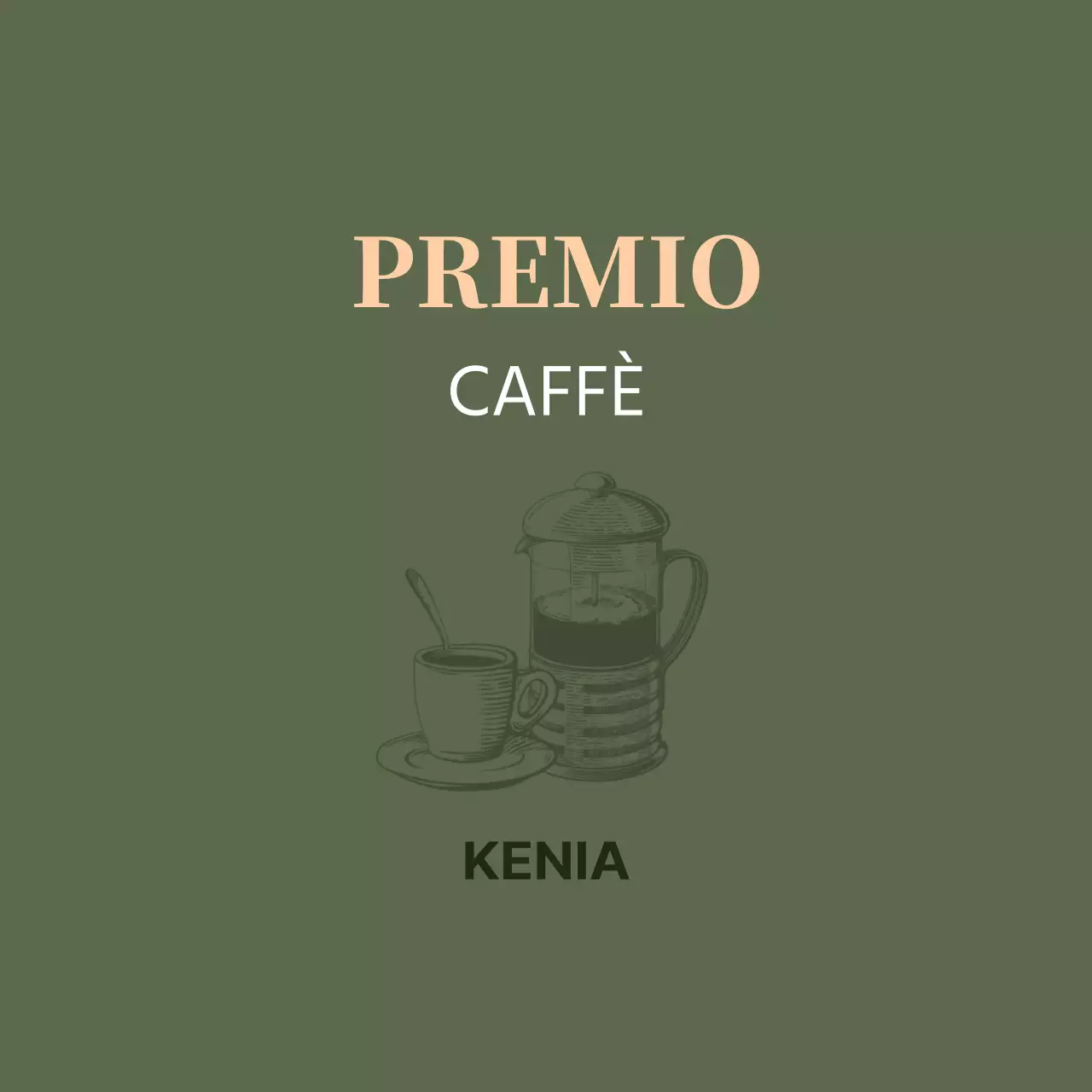 Illustrazione verde dell'etichetta del caffè d'epoca