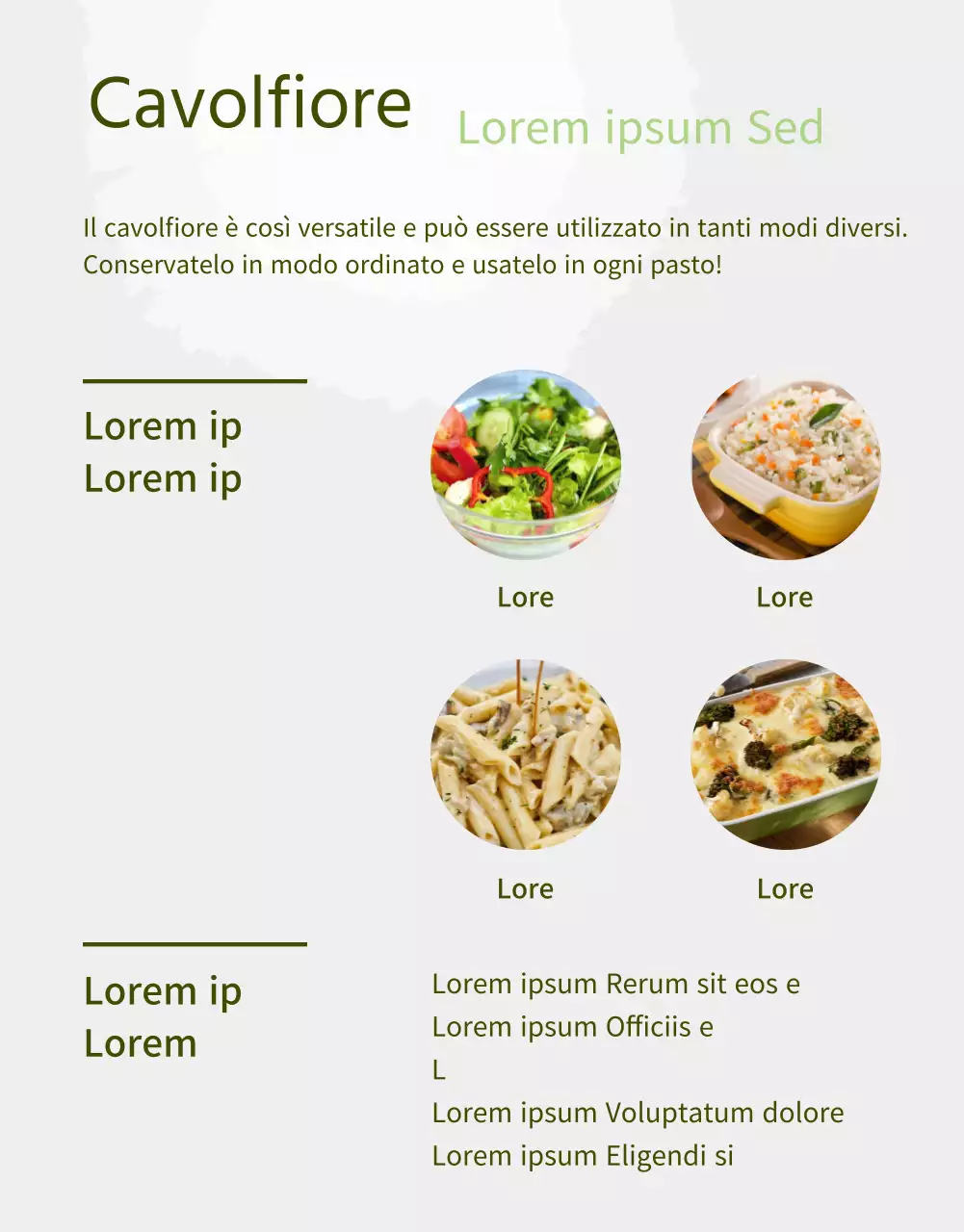 Descrizione del prodotto della fattoria del cavolfiore con un tocco di verde chiaro ad acquerello