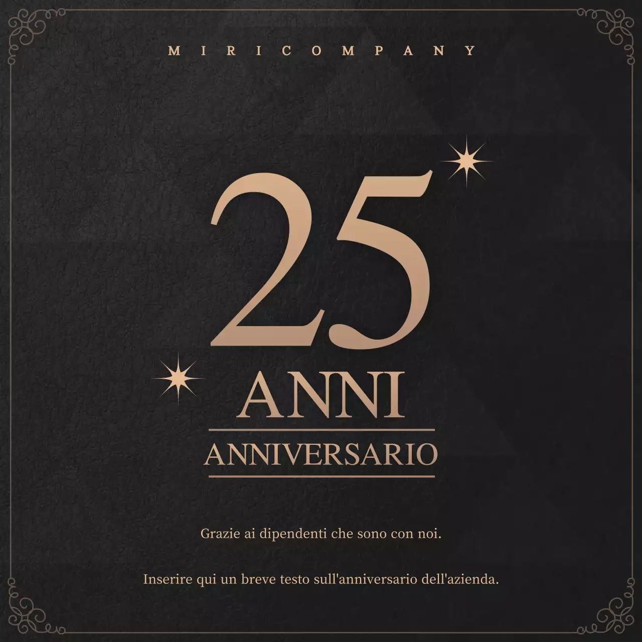 Un semplice anniversario aziendale in nero e oro