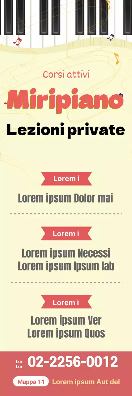 Illustrazione giallo rosa promozione scuola di musica ordinata