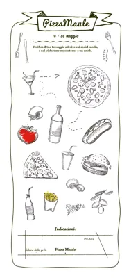 Promozione di una pizzeria con un concetto di disegno a penna emozionale.