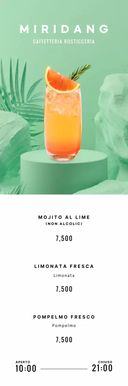 Bevande estive con sfondo verde tropicale