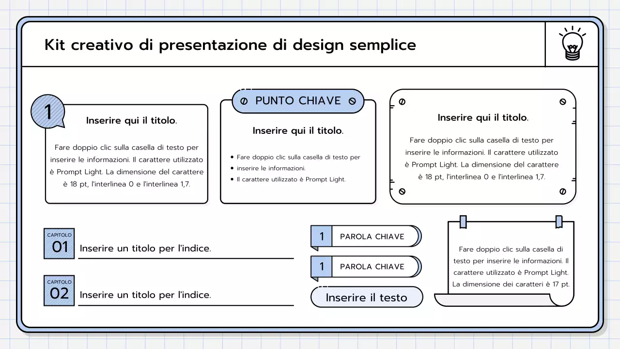 Un kit di presentazione di base nei colori giallo, verde lime e blu.
