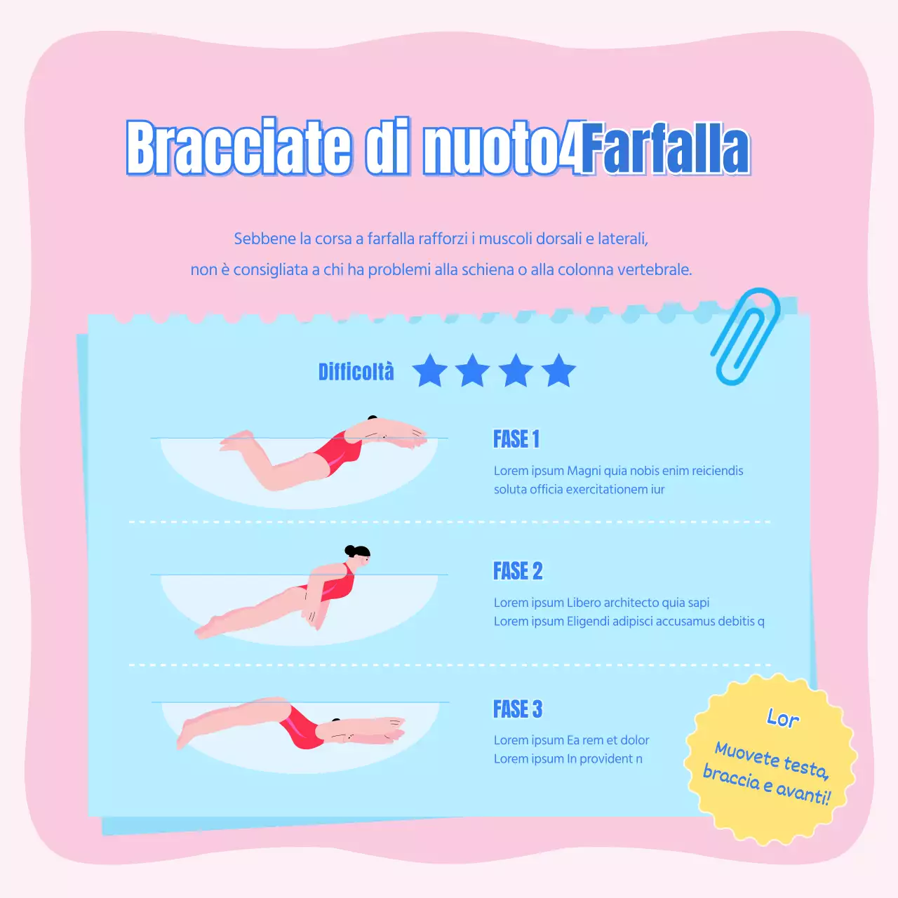 Nuoto per bambini in rosa e azzurro CardNews
