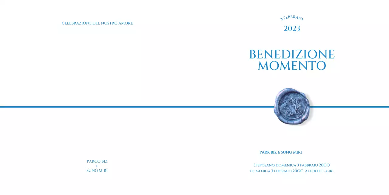 Partecipazioni di nozze semplici in ceralacca blu