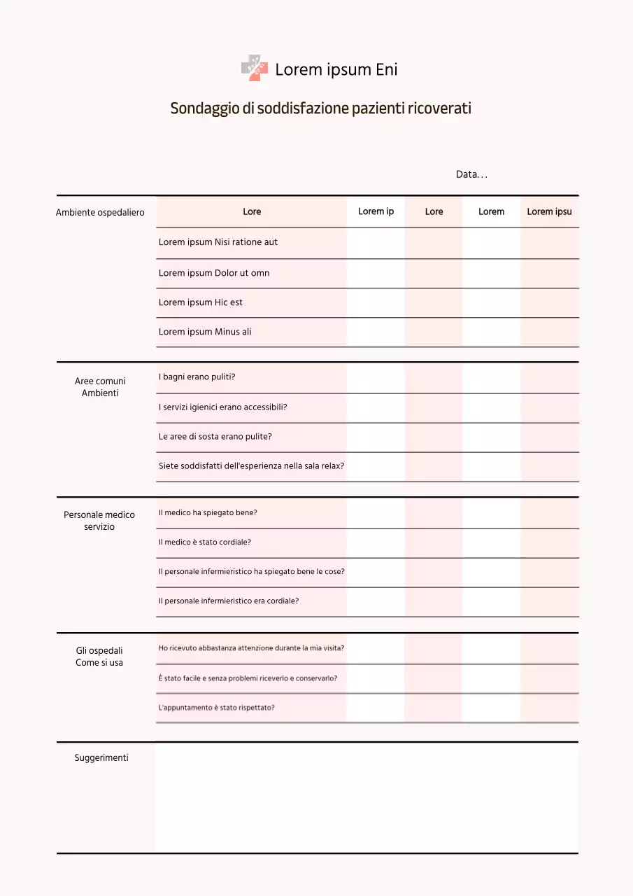 Sondaggio sulla soddisfazione delle donne ricoverate in ospedale in rosa