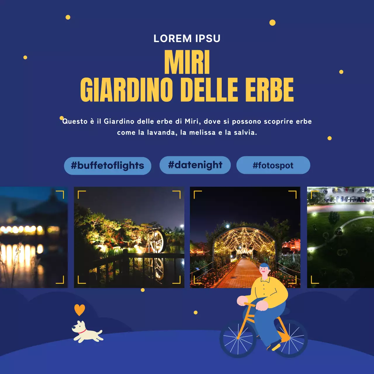 Guida alle attrazioni notturne blu e gialle