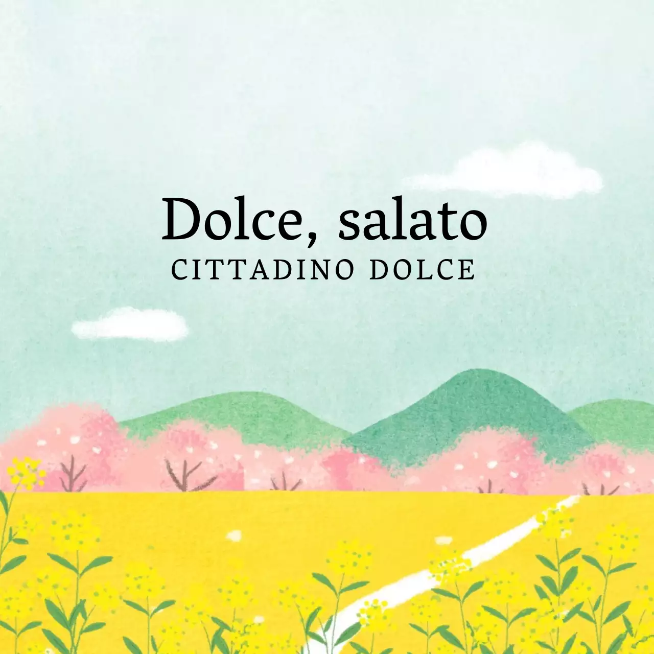 Diffusore con illustrazione di paesaggio ad acquerello blu e giallo