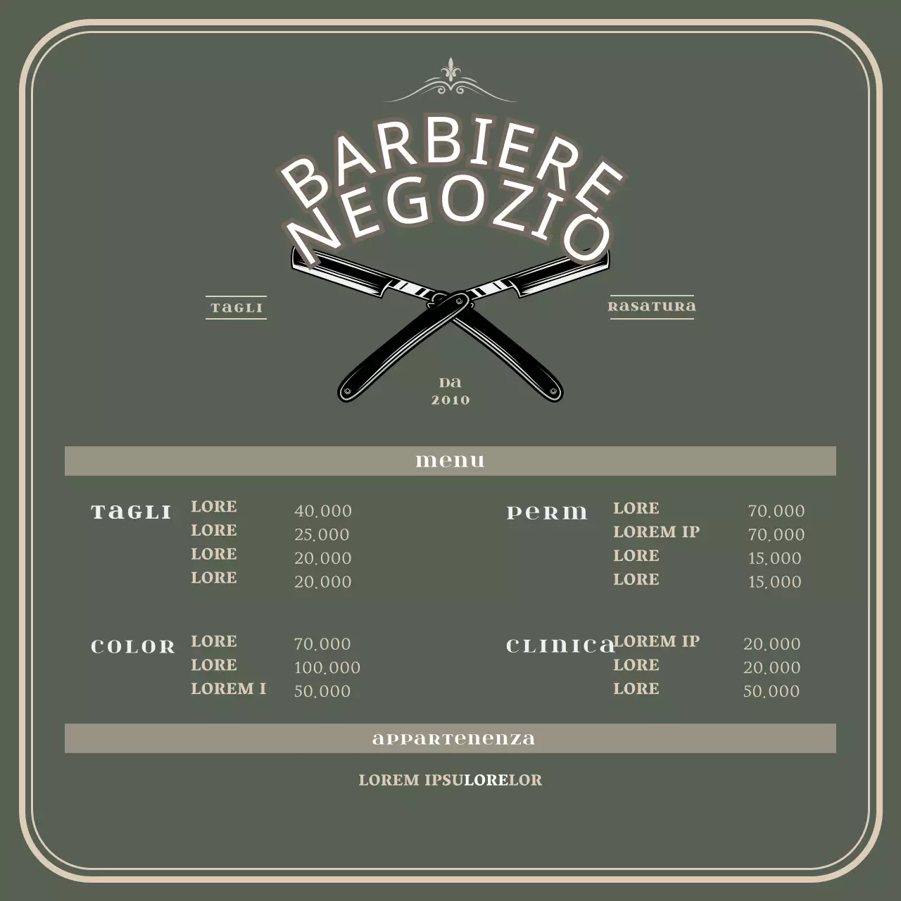 Supporto in acrilico per una lavagna da barbiere verde in stile vintage