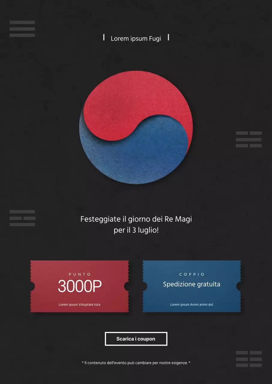 Promozione di eventi fotografici di viaggio con illustrazioni di coupon in bianco e nero