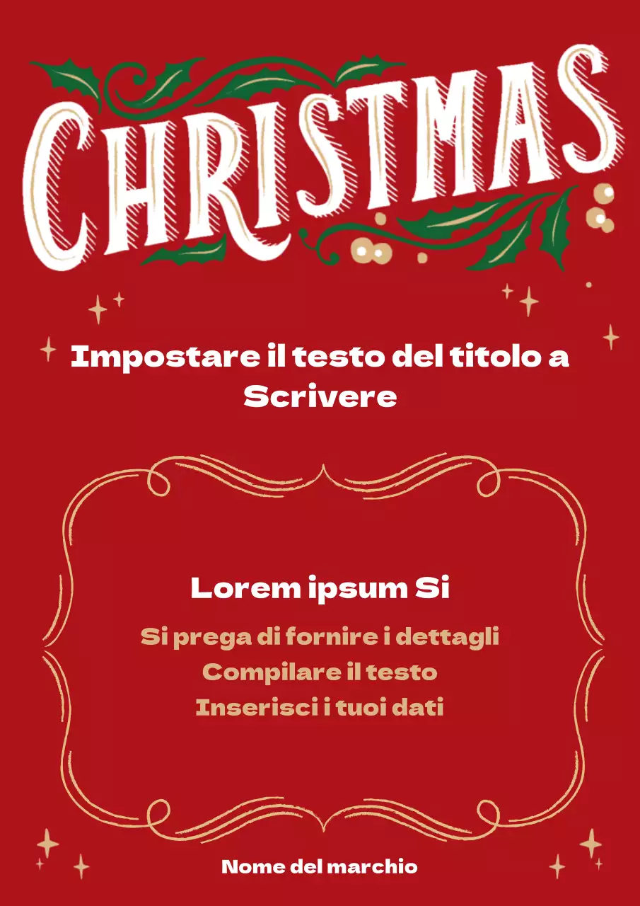 Poster verticale natalizio illustrato rosso