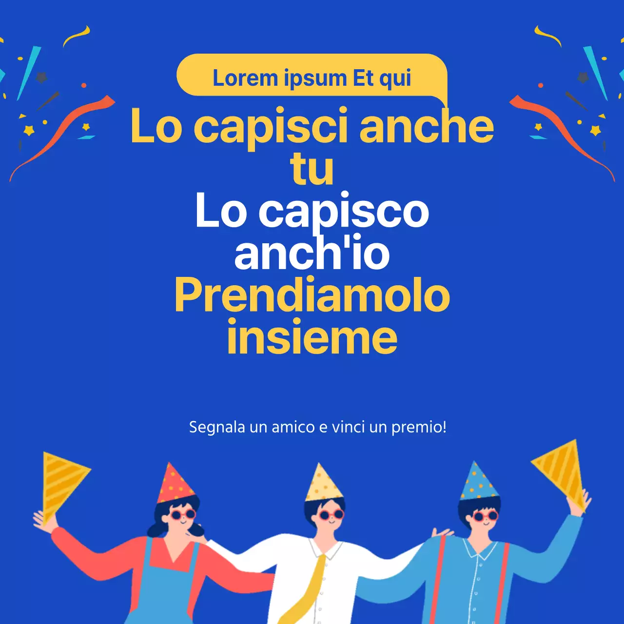 Promuovete il vostro evento di riferimento con un look pulito in blu e giallo