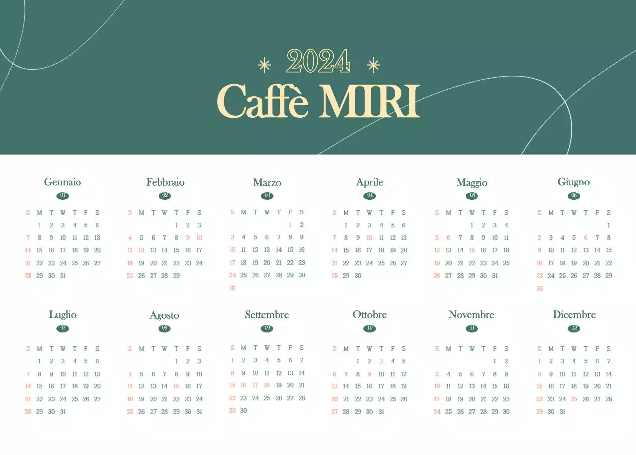 Calendario dei bar con i consigli per le bevande del mese