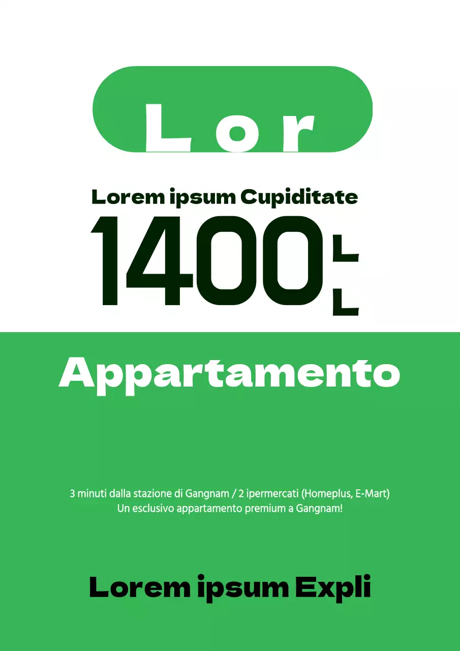 Volantino semplice di un appartamento di lusso in vendita con accenti verdi