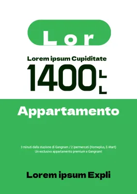 Volantino semplice di un appartamento di lusso in vendita con accenti verdi