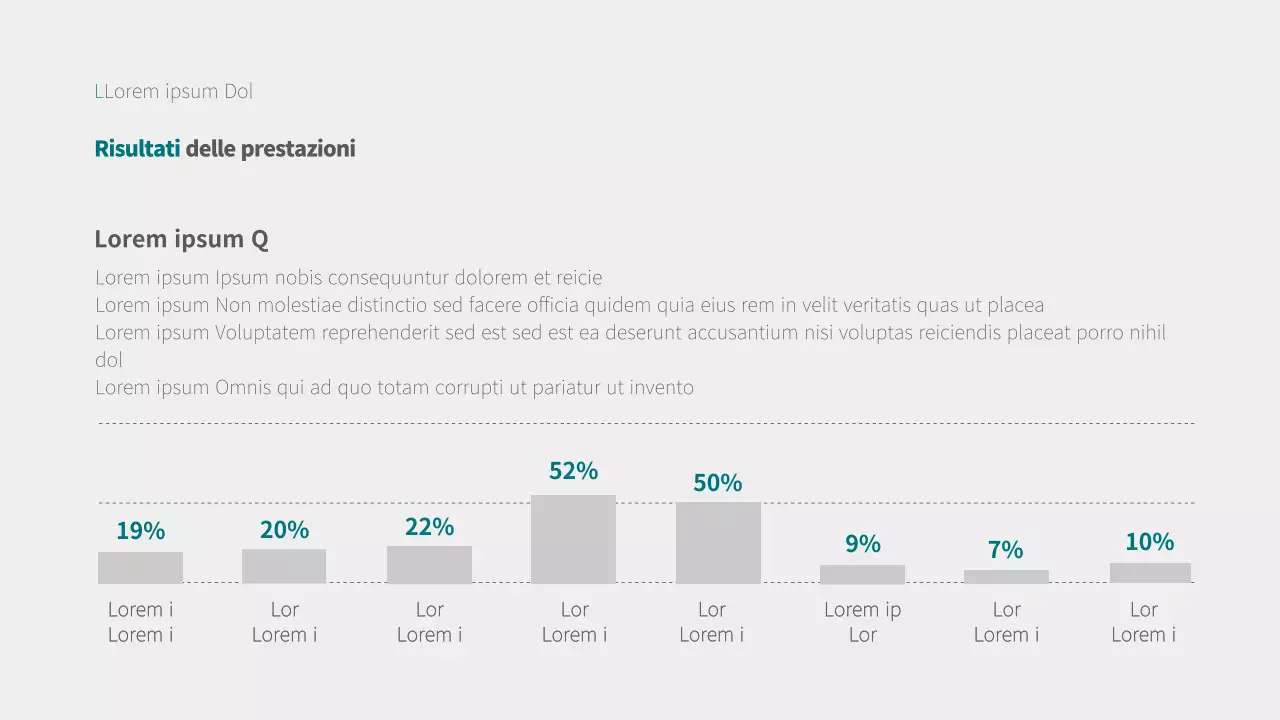 Infografica sul grafico a colonne con concetto di grigio e turchese