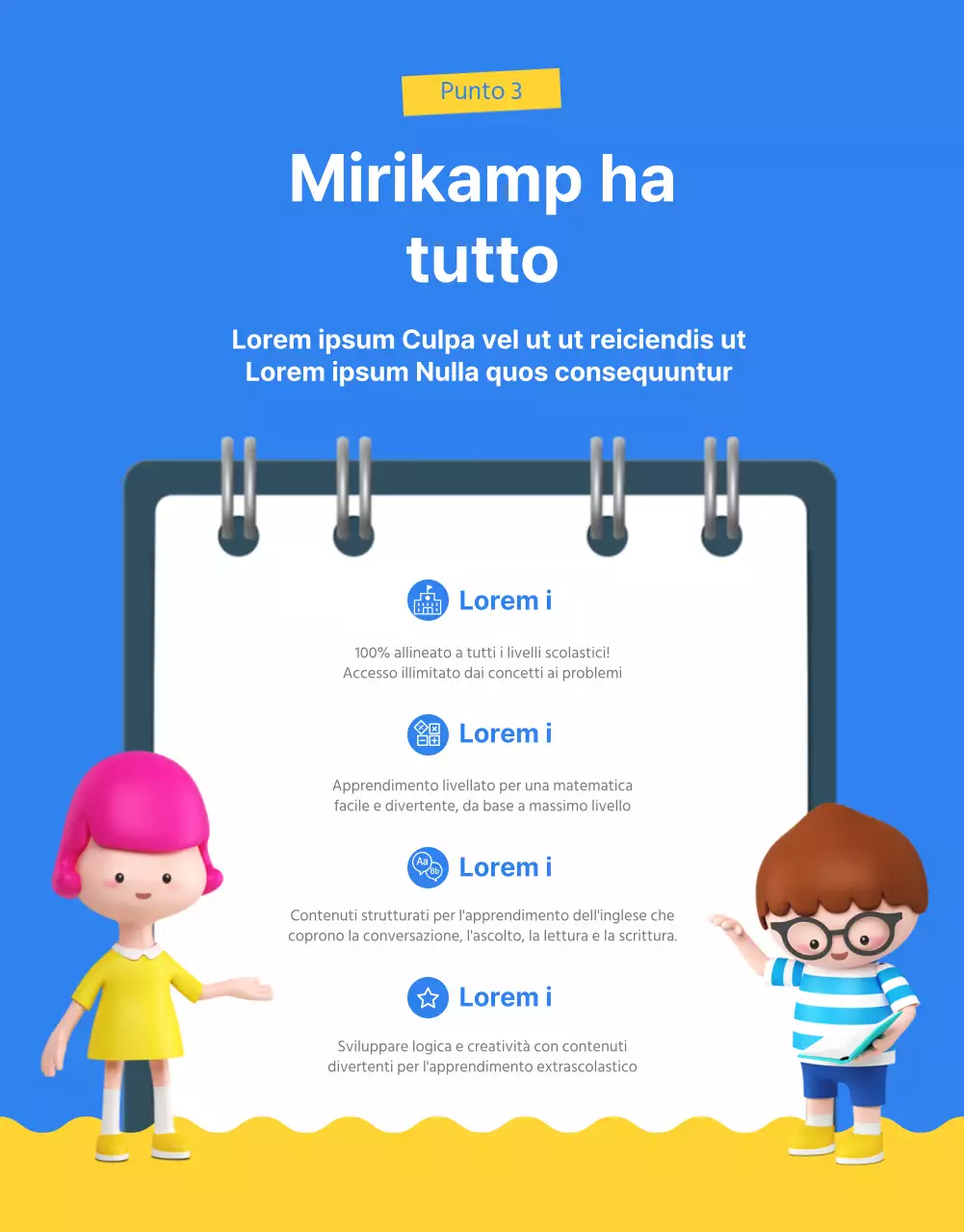 Tema dell'istruzione primaria blu giallo arancio