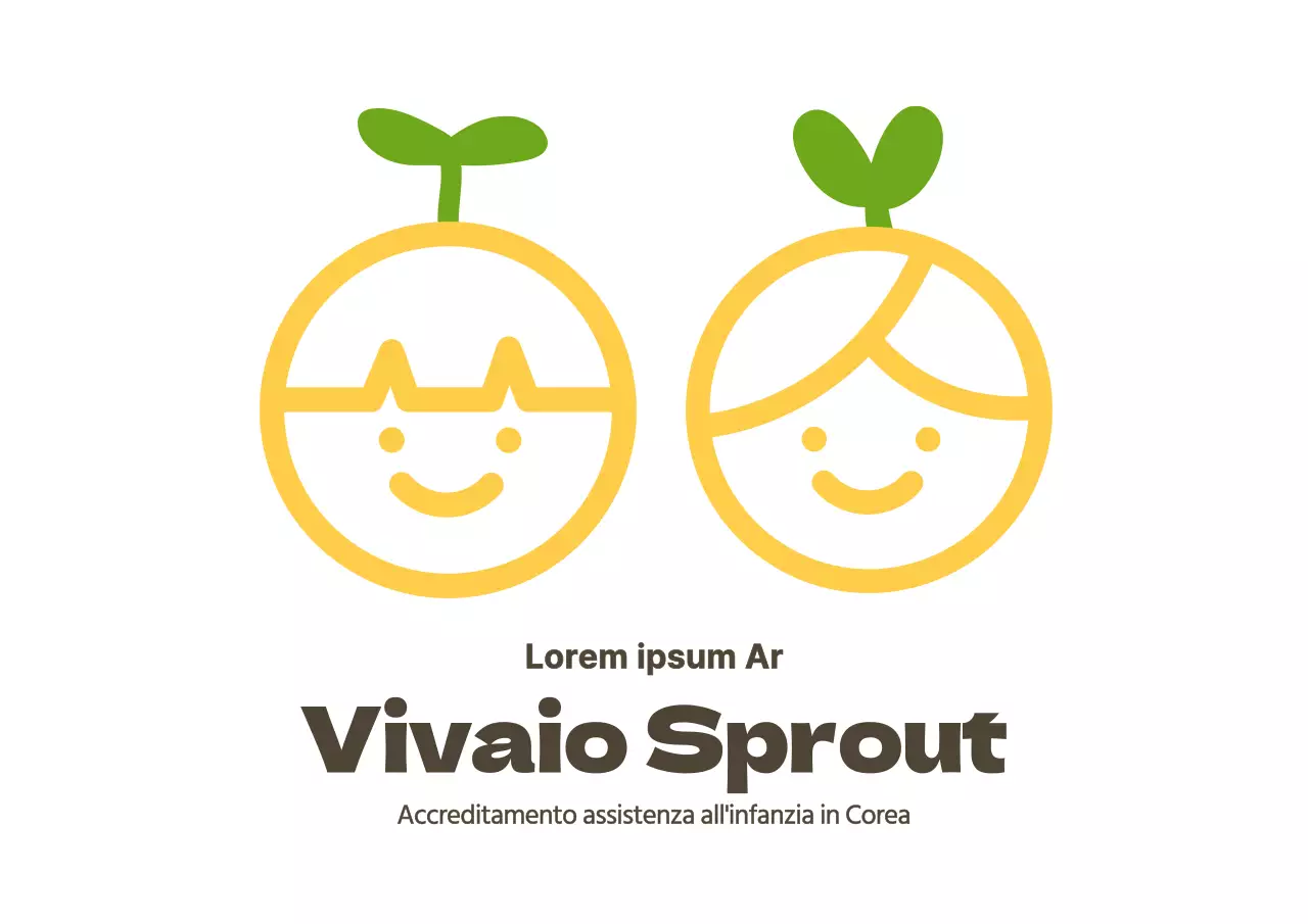 Insegna con logo dell'asilo nido in stile pulito in giallo e marrone