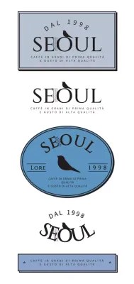 Uno stile blu, emozionale, simile a un logo per promuovere un caffè