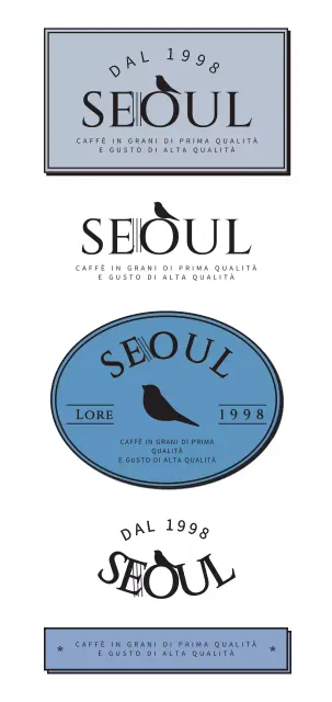 Uno stile blu, emozionale, simile a un logo per promuovere un caffè