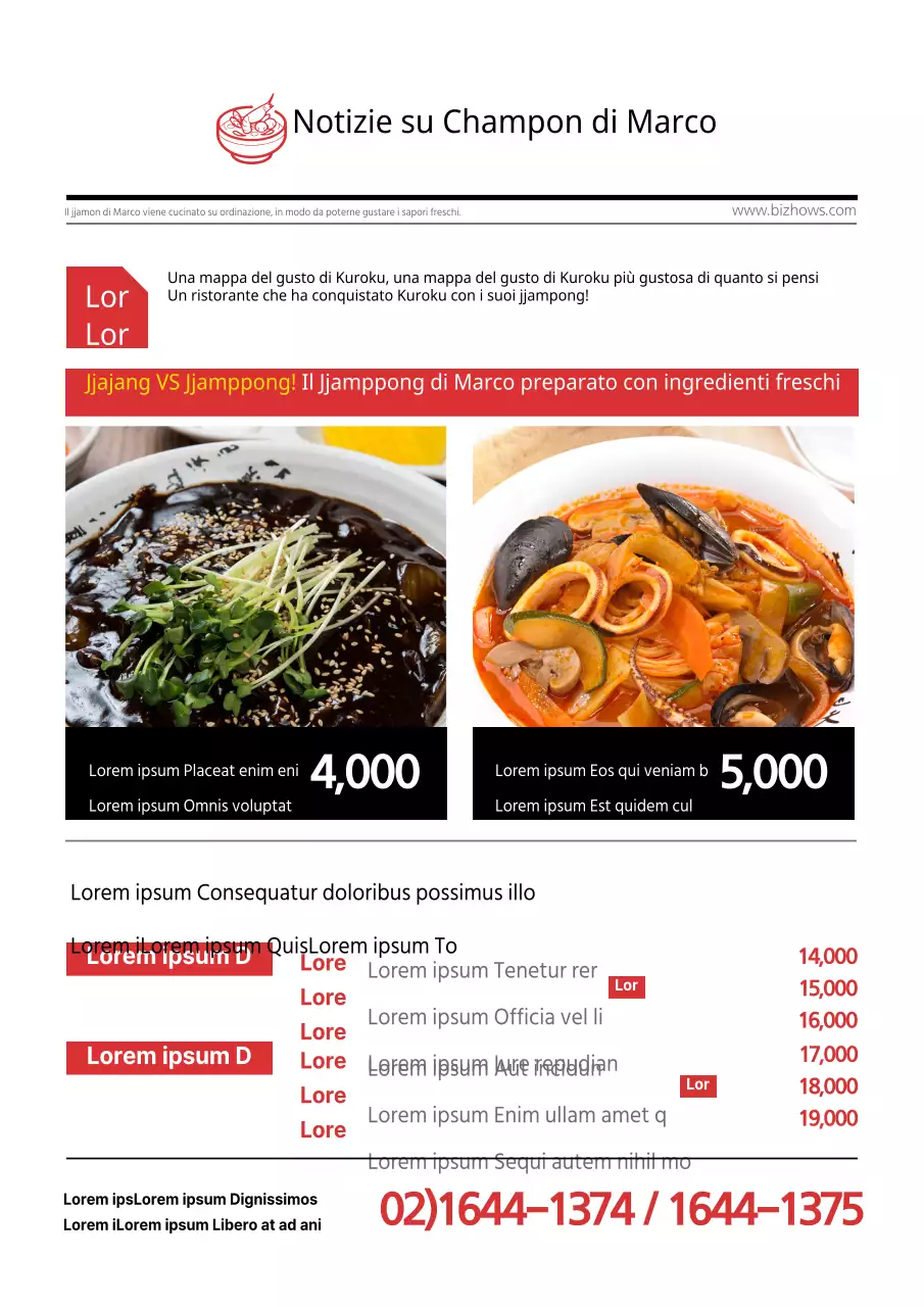 Menu di cucina cinese con un concetto di giornale rosso e nero