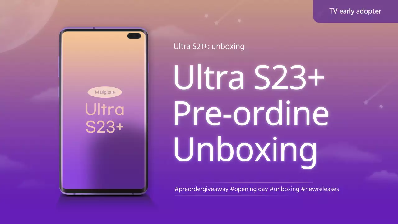 Miniatura dell'unboxer del telefono con concetto di cielo notturno spaziale viola