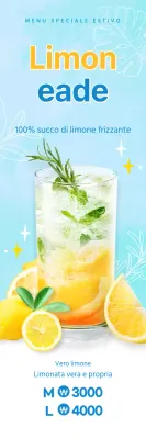 blu chiaro ade fresco estate rinfrescante caffè menu promozione banner