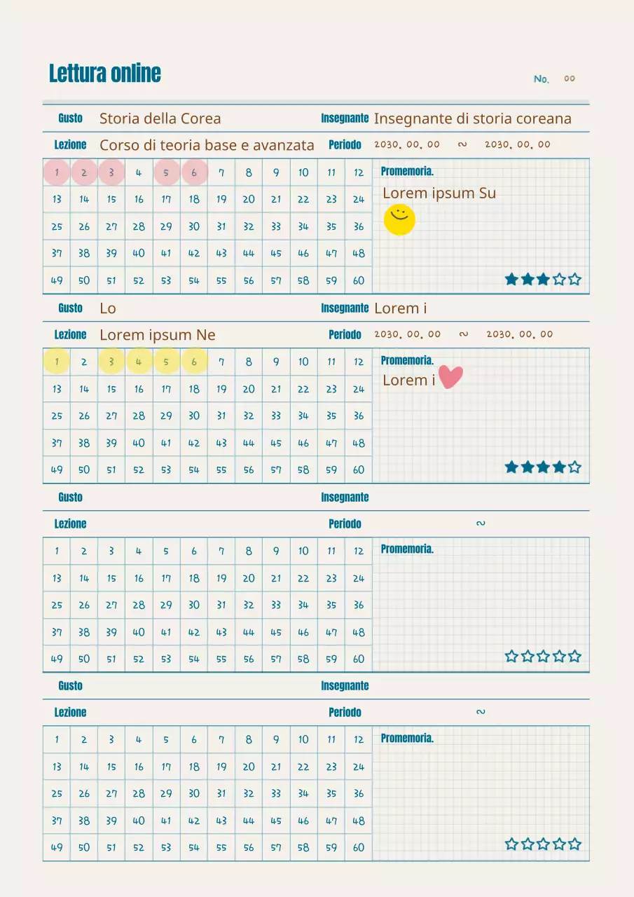 Sillabo in classe di colore turchese e marrone