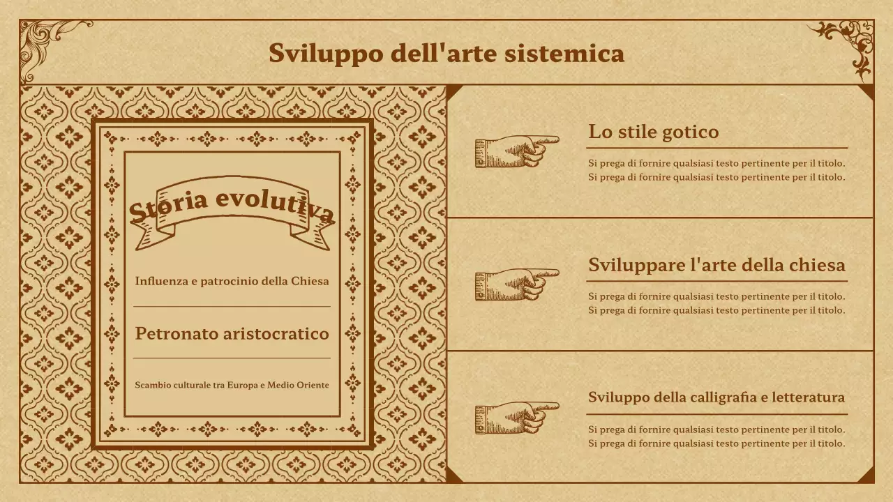 Arte medievale in beige e marrone Presentazione