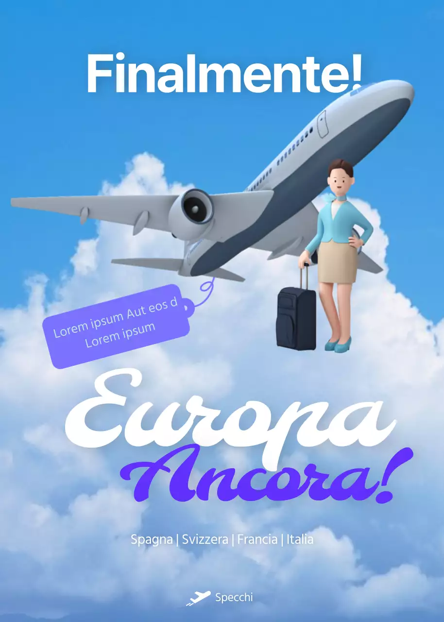 Cielo blu 3d equipaggio aereo illustrazione concetto compagnia aerea