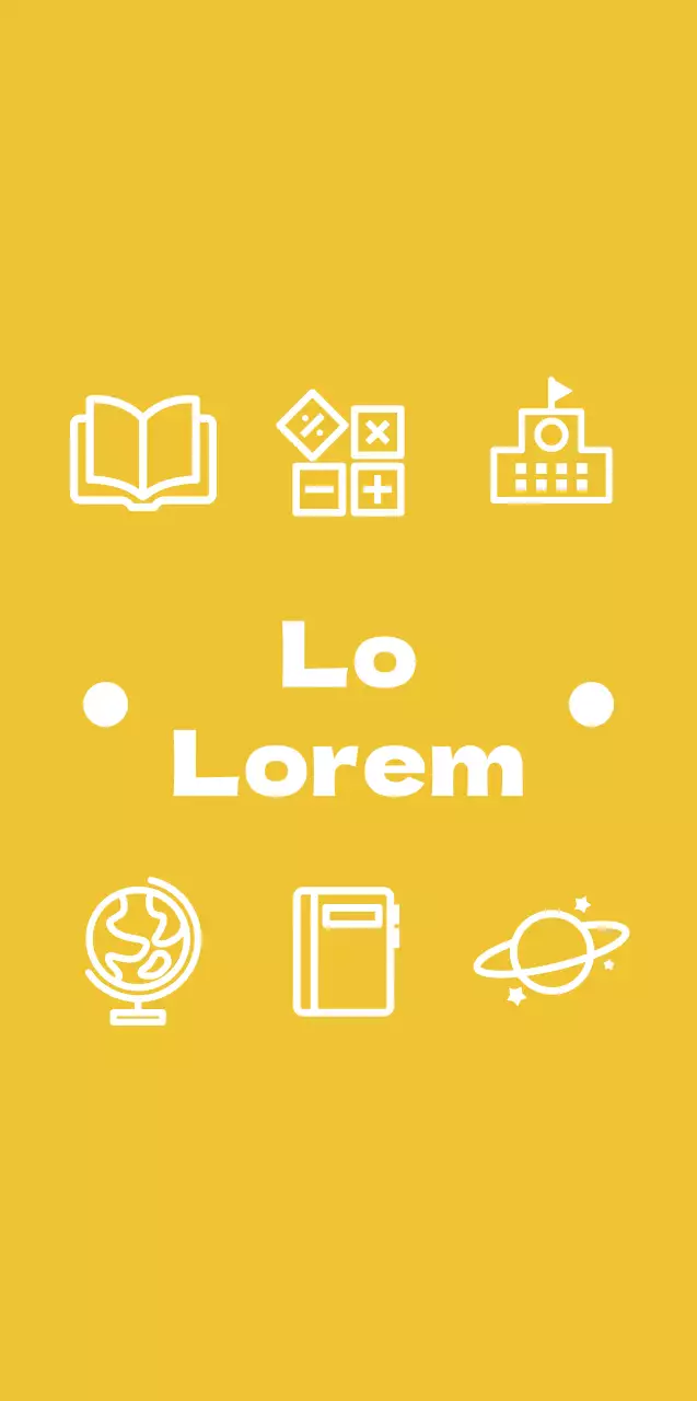 Semplice concetto di scuola elementare con simpatici pittogrammi gialli e bianchi