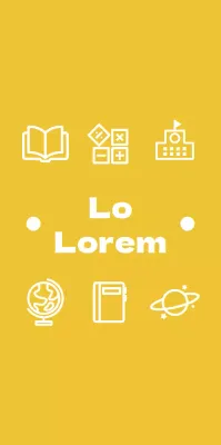 Semplice concetto di scuola elementare con simpatici pittogrammi gialli e bianchi