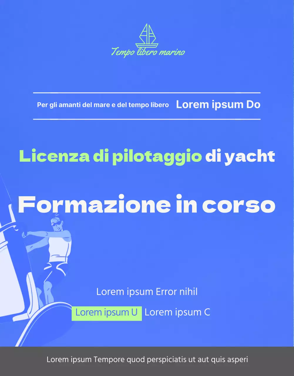 Una guida all'addestramento per il conseguimento della licenza di pilota di yacht nei colori vivaci del lime e del blu