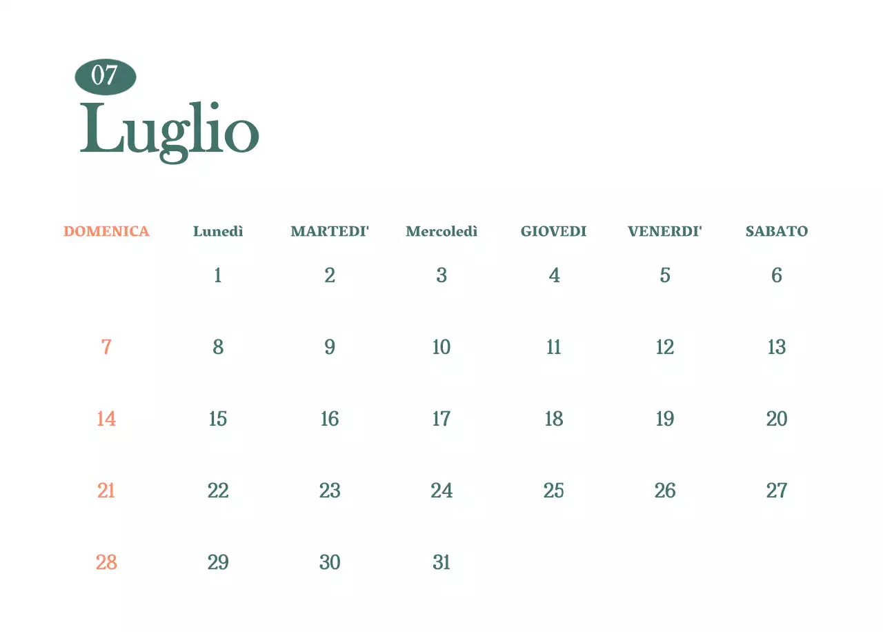 Calendario dei bar con i consigli per le bevande del mese