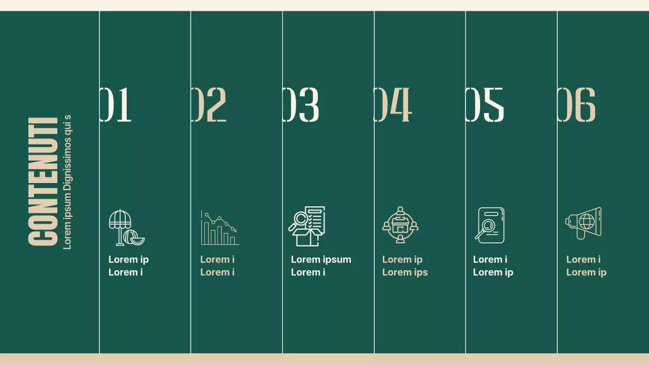 Piano per rivitalizzare i mercati tradizionali utilizzando oggetti e tipografia verde e beige