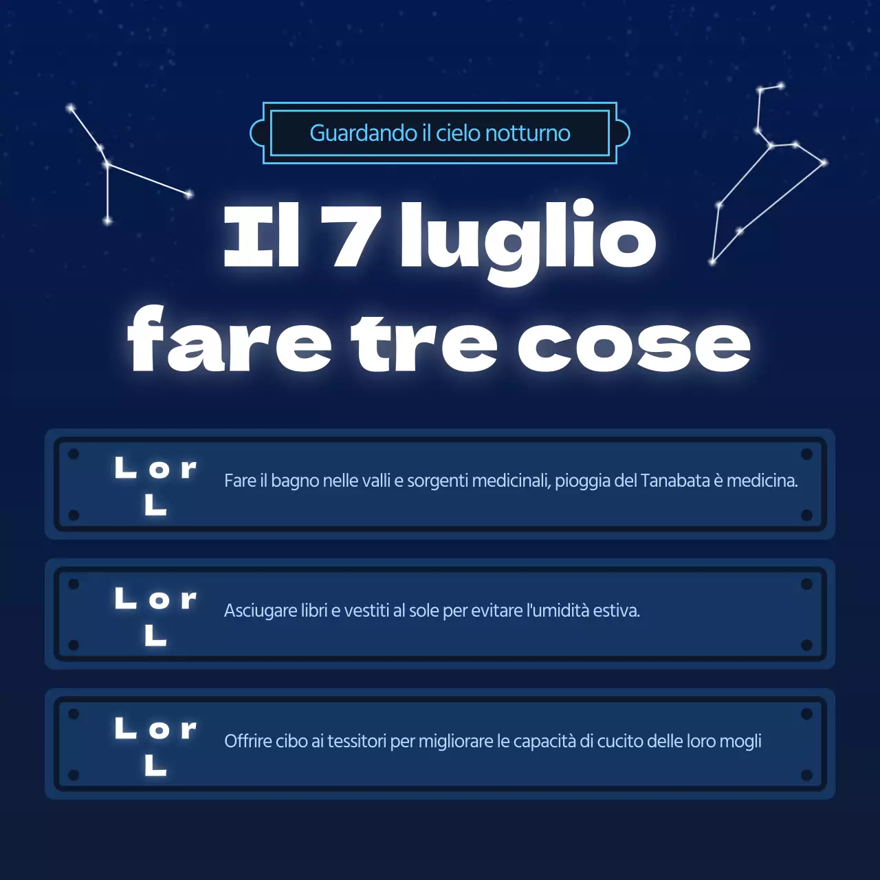 Un concetto di cielo stellato blu navy e azzurro per il 7 luglio