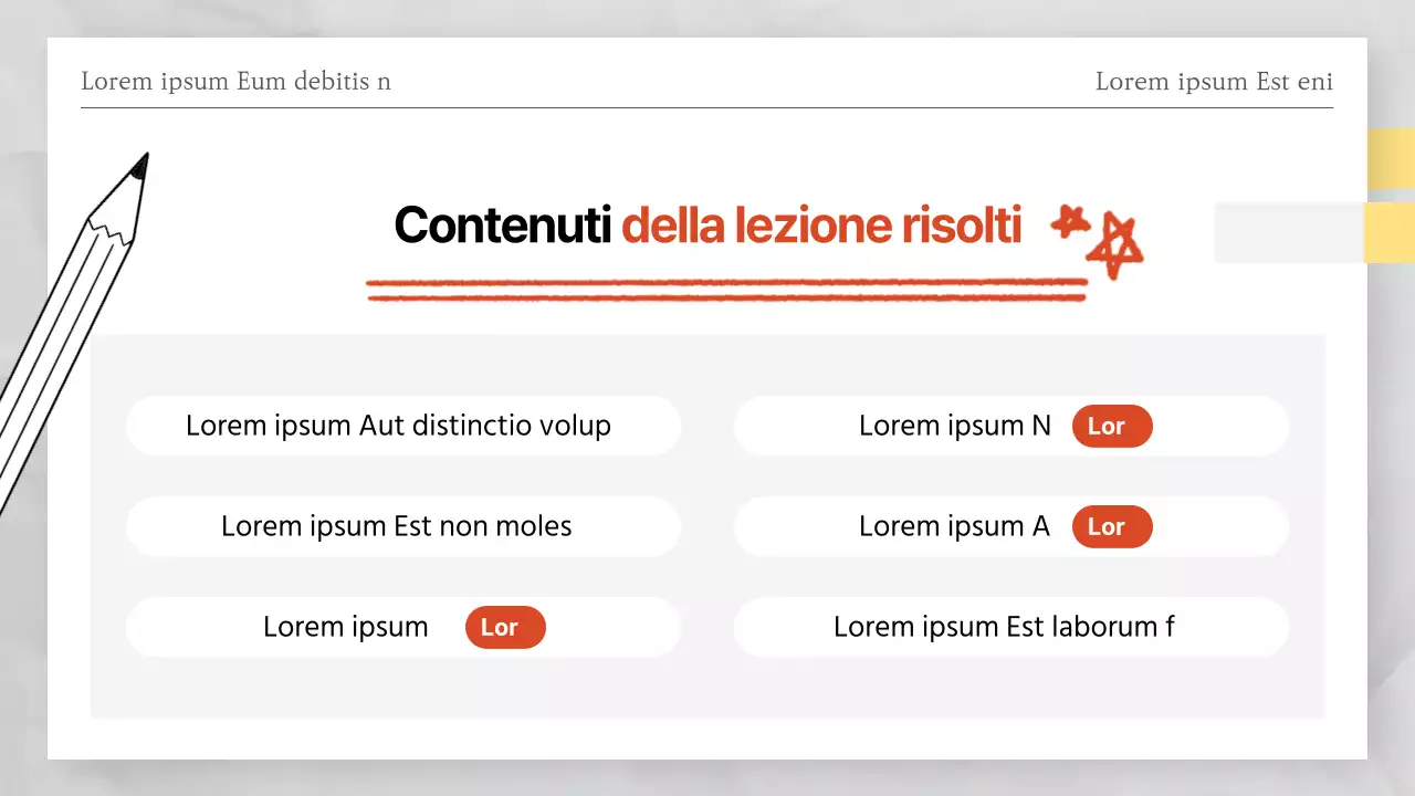 Risposte ai test di verifica a tema rosso e bianco