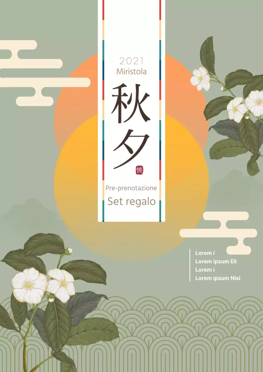 Avviso di prenotazione del set regalo Obon con illustrazioni orientali d'epoca