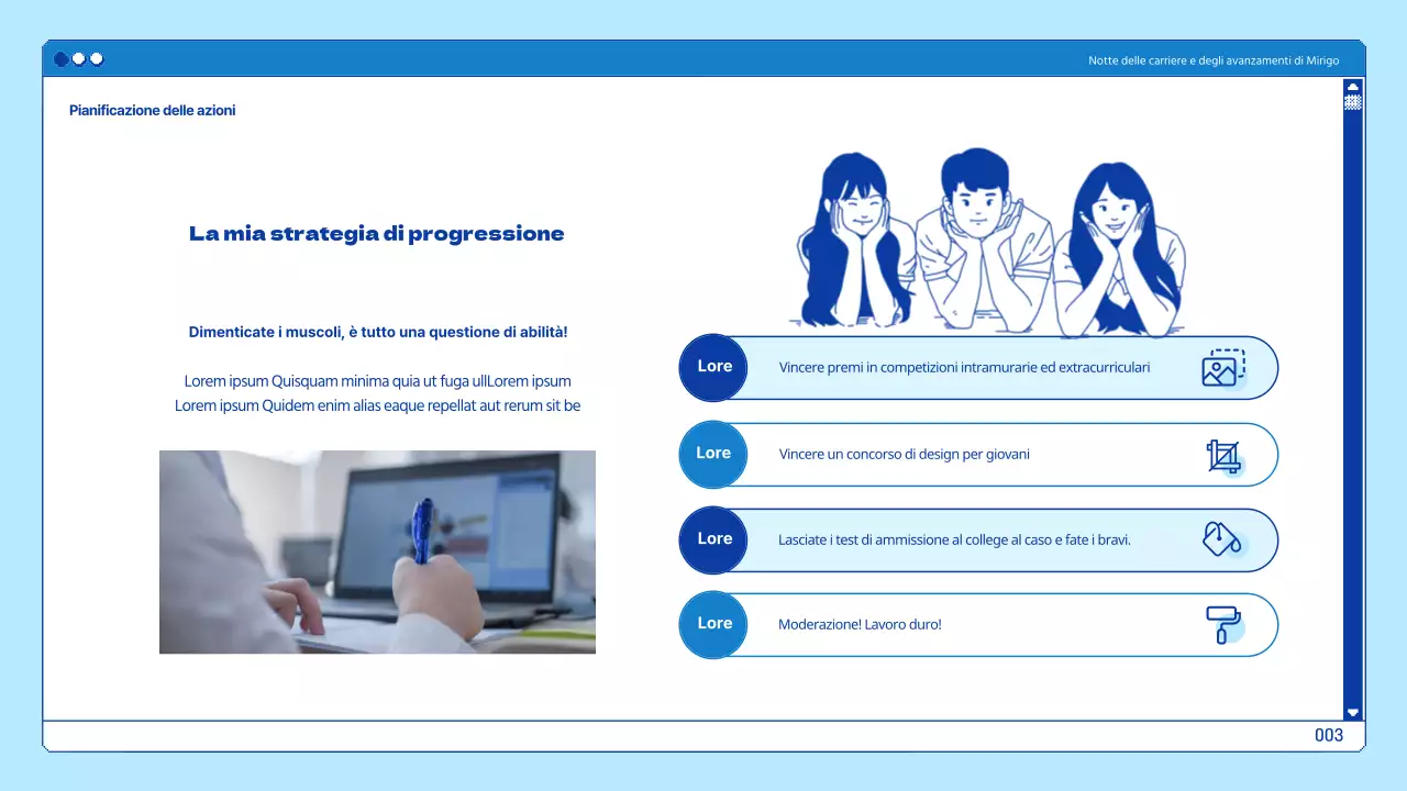 Presentazioni universitarie in tema di browser blu